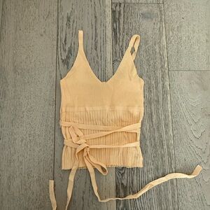 Zara Orange Ribbed Tie Front Camisole